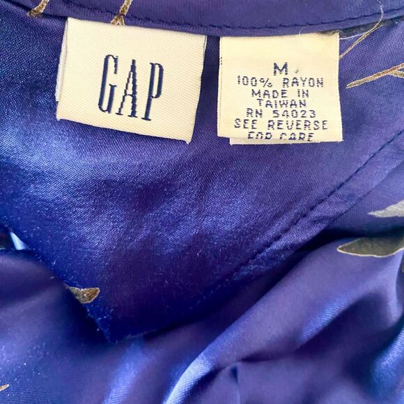 Gap Vintage 90s Witchy Whimsygoth Dark Blue Gray Rose Satin Midi Dress M - Picture 8 of 8